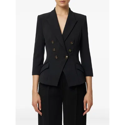 Elisabetta Franchi Tailored Blazer With Padded Shoulders And Peak Lapels In Black