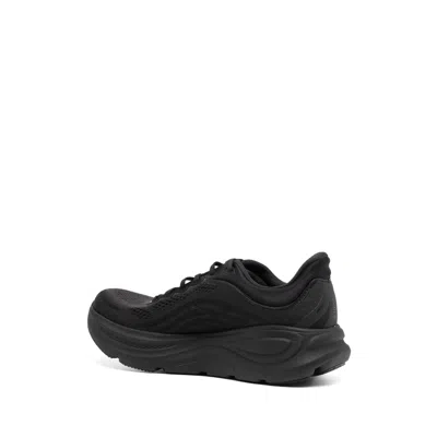 Hoka Bondi 9 Black Low Top Sneakers With Maxi Logo Lettering On The Side In Tech Fabric Unisex In Black