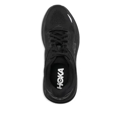 Hoka Bondi 9 Black Low Top Sneakers With Maxi Logo Lettering On The Side In Tech Fabric Unisex In Black