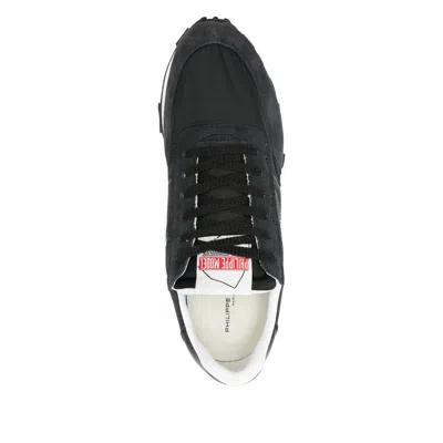 Philippe Model Low Top Sneakers With Rubber Sole And Suede Accents In Black