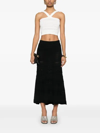Twinset Twin-set Cropped Textured Top With Cross-front Straps In White