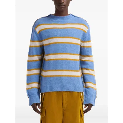 Marni Striped Pattern Round Neck Sweater In Multi