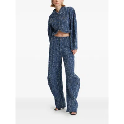 Rotate Birger Christensen Rotate Blue Cotton Short Jacket In Blue