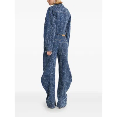Rotate Birger Christensen Rotate Blue Cotton Short Jacket In Blue