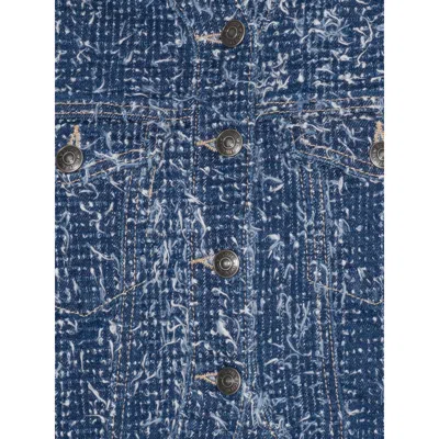 Rotate Birger Christensen Rotate Blue Cotton Short Jacket In Blue