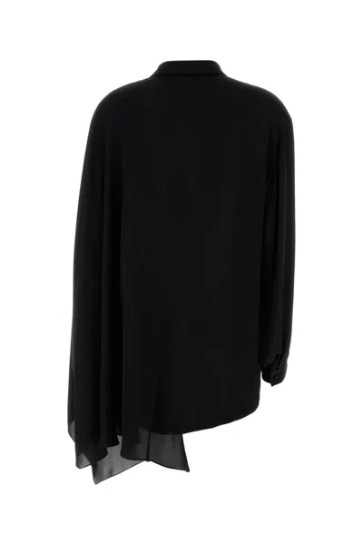 Balenciaga Black Blouse With Pussybow Collar And Asymmetric Design In Silk Woman