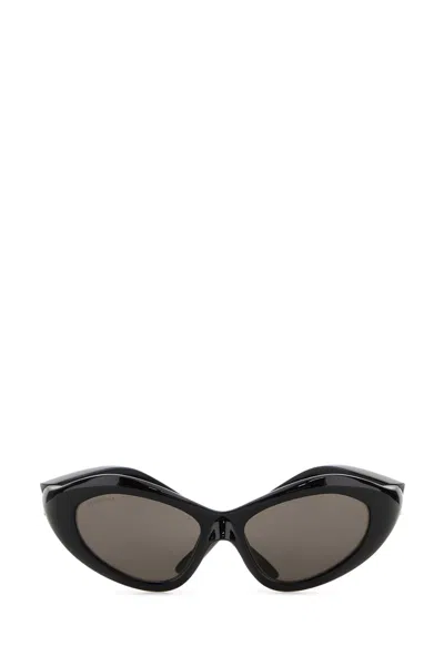 Balenciaga Black Nylon Orbit Cat Sunglasses In Black