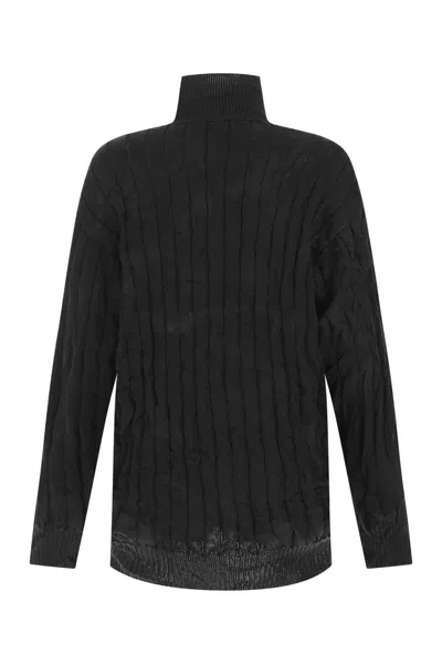 Balenciaga Black Silk Blend Oversize Sweater In Black