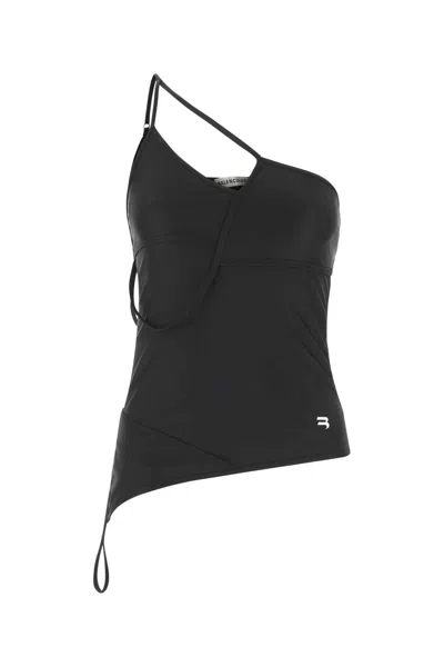 Balenciaga Asymmetric Strap-detail Tank Top In Black