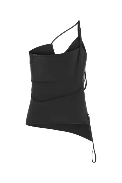 Balenciaga Asymmetric Strap-detail Tank Top In Black
