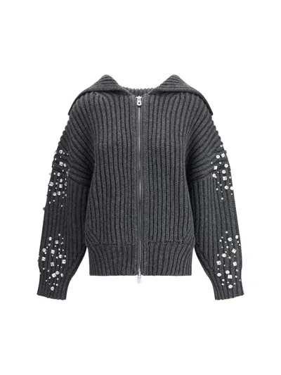 Pinko Crystal-embellished Ribbed Cardigan