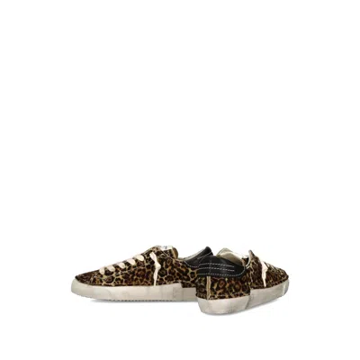 Philippe Model Stitched Leopard Print Low-top Sneakers Slip-on