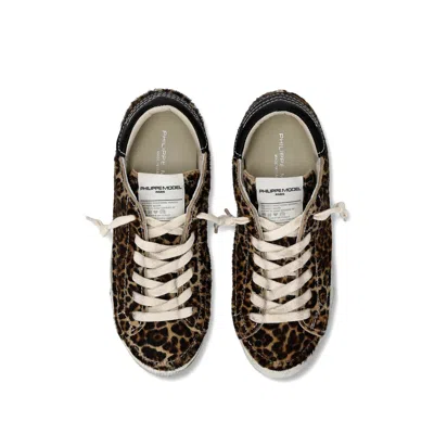 Philippe Model Stitched Leopard Print Low-top Sneakers Slip-on