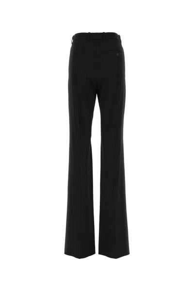 Balenciaga Women Flared Trousers In Black Flowing Viscose