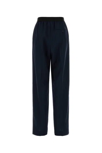 Balenciaga Women's Embroidered Wool Pant In Blue
