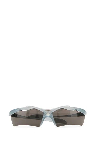 Balenciaga Light Blue Acetate Turbo Rectangle Sunglasses In Gray