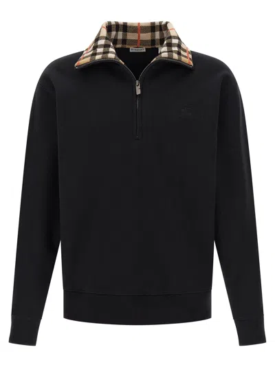 Burberry Mens Logo-embroidered Funnel-neck Cotton Sweatshirt Black Xl