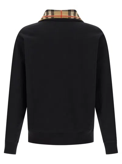 Burberry Mens Logo-embroidered Funnel-neck Cotton Sweatshirt Black Xl