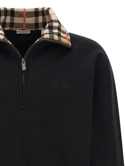 Burberry Mens Logo-embroidered Funnel-neck Cotton Sweatshirt Black Xl