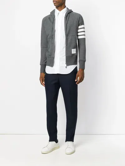 Thom Browne 4-bar Zip-up Hoodie In Classic Loopback In Gray