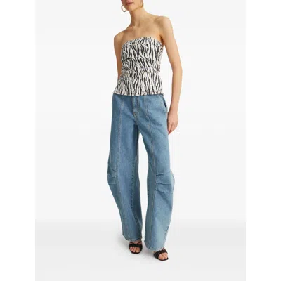 Rotate Birger Christensen Panelled Denim Trousers - Women's - Organic Cotton In Blue