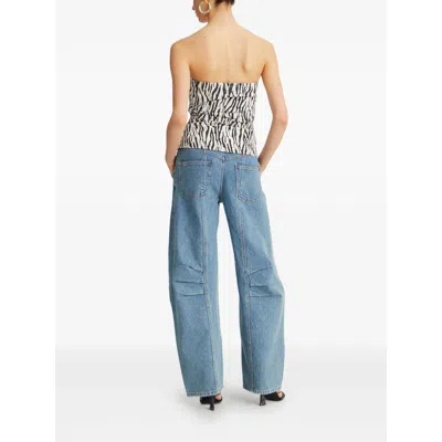 Rotate Birger Christensen Panelled Denim Trousers - Women's - Organic Cotton In Blue
