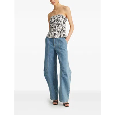 Rotate Birger Christensen Panelled Denim Trousers - Women's - Organic Cotton In Blue