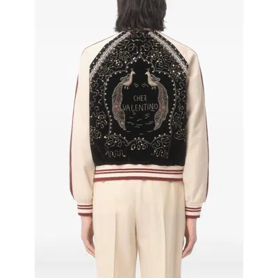 Valentino Sequin And Bead-embellished Velvet Bomber Jacket In Black