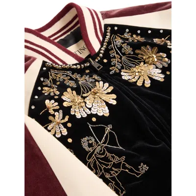Valentino Sequin And Bead-embellished Velvet Bomber Jacket In Black