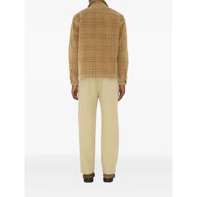Burberry Plaid Corduroy Overshirt Chest Pocket In Brown