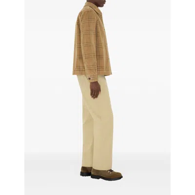 Burberry Plaid Corduroy Overshirt Chest Pocket In Brown