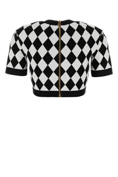 Balmain Embroidered Viscose Blend Top In Black