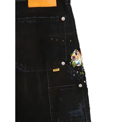 Gallery Dept. Paint-splatter Frayed Cargo Shorts In Black