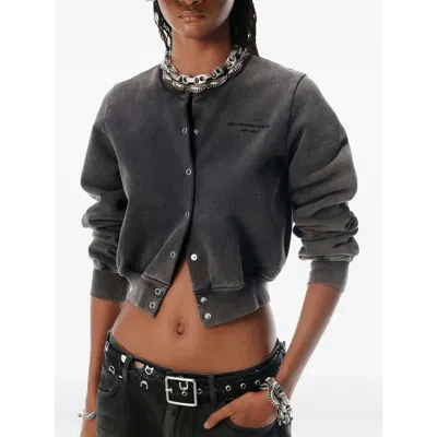 Alexander Wang Shrunken Snap Cardigan Crewneck Clothing