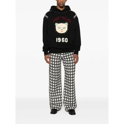 Valentino Crystal-embellished Hooded Sweater With Embroidered Logo In Black