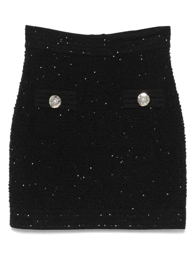 Balmain Button-embellished Skirt In Black