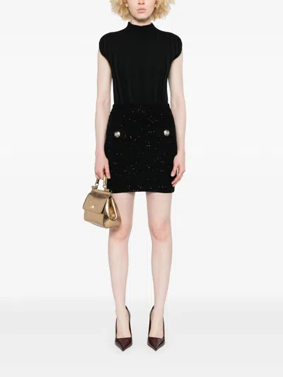Balmain Button-embellished Skirt In Black