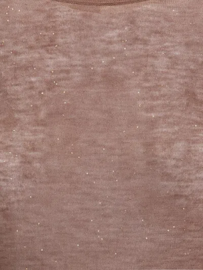 Pinko Semi-sheer Wool Sweater In Brown