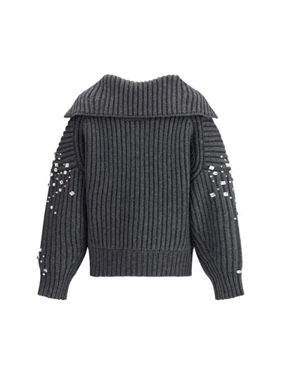 Pinko Crystal-embellished Ribbed Cardigan