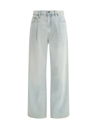 R13 Damon Pleated Denim Trousers In Blue