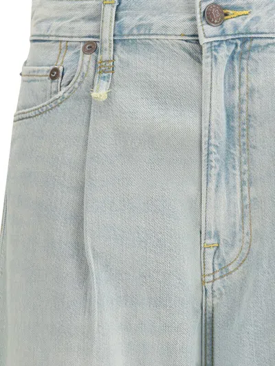 R13 Damon Pleated Denim Trousers In Blue