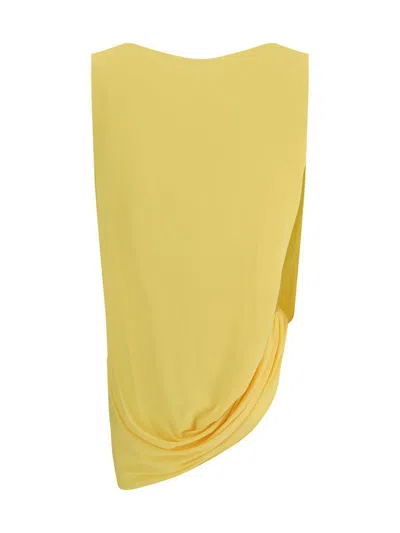 Jacquemus Draped Sleeveless Asymmetric Lightweight Top In Yellow