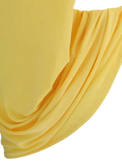Jacquemus Draped Sleeveless Asymmetric Lightweight Top In Yellow