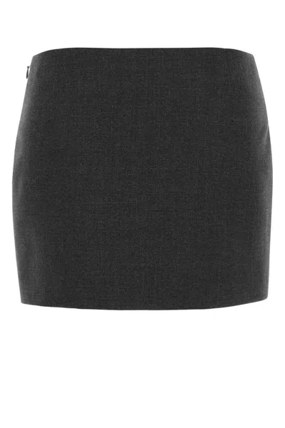 Givenchy Charcoal Wool Mini Skirt In Black