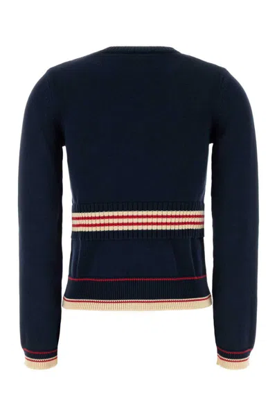 Valentino Cotton Sweater Crew Neck Long Sleeves In Blue