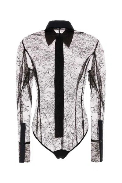 Blumarine Black Lace Bodysuit In Black