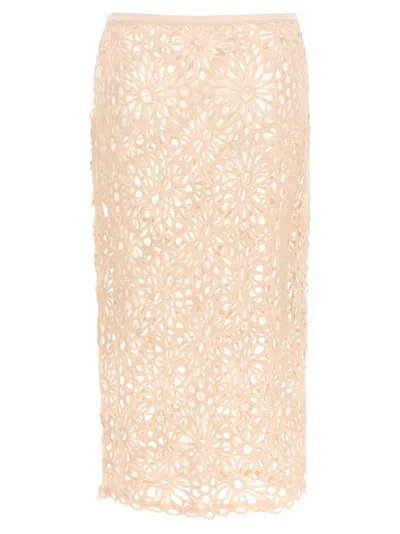 Norma Kamali Crochet Skirts Pink In Neutral