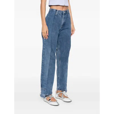 E.l.v Denim Luna Panelled Straight-leg Jeans In Blue