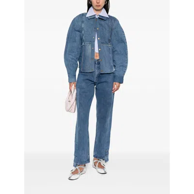 E.l.v Denim Luna Panelled Straight-leg Jeans In Blue