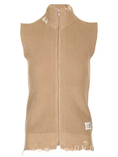 Mm6 Maison Margiela Distressed Vest Jackets Beige